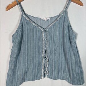 Becaal Blue Striped Button Front Cami Tank | Size M